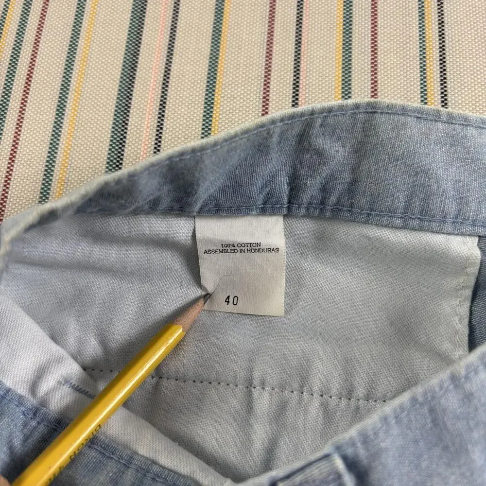 Vintage Dockers Shorts Mens 40 Blue Chino Pleated Relaxed Fit Cotton Summer NEW